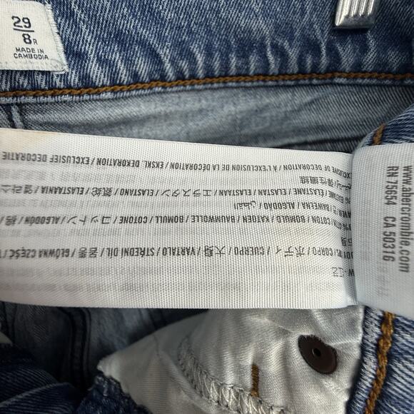 Abercrombie Fitch Skinny High Rise Jeans size 29/8 Destroyed Light Blue Denim - Picture 11 of 13